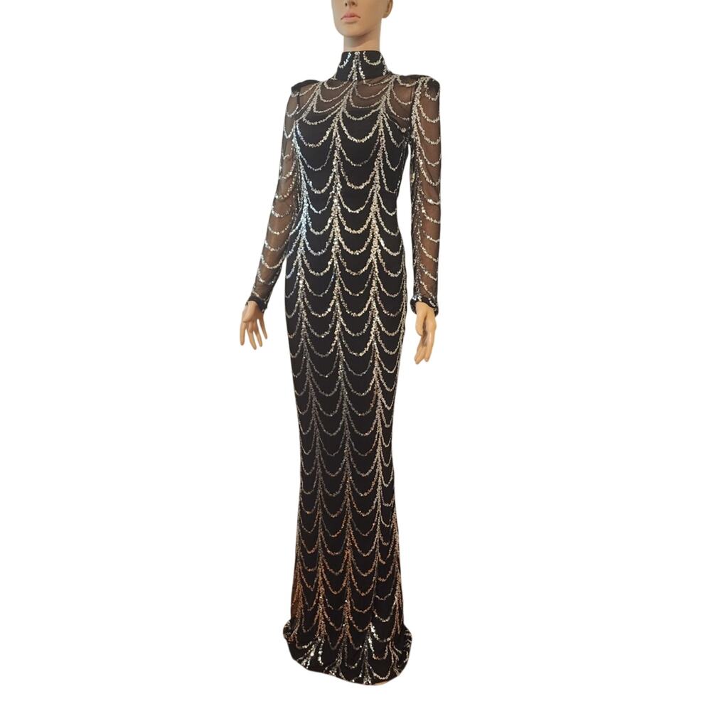 NWT Elegant Black and Silver Women's Dress